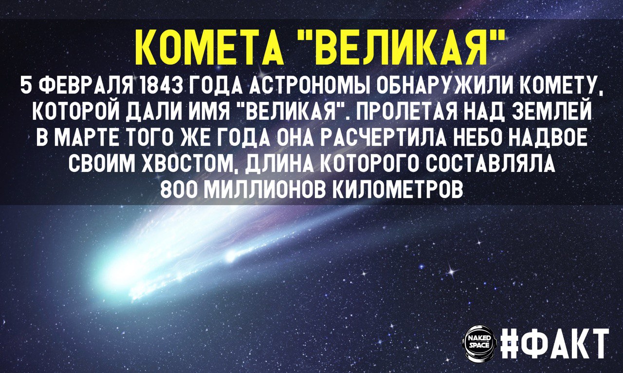 Тянущийся за «Великой Кометой» хвост земляне наблюдали более месяца, пока 19...