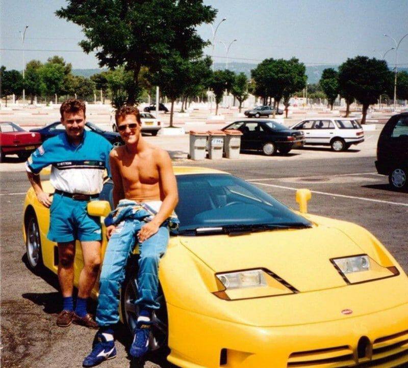 Михаэль Шумахер со своим Bugatti. 1991 год.