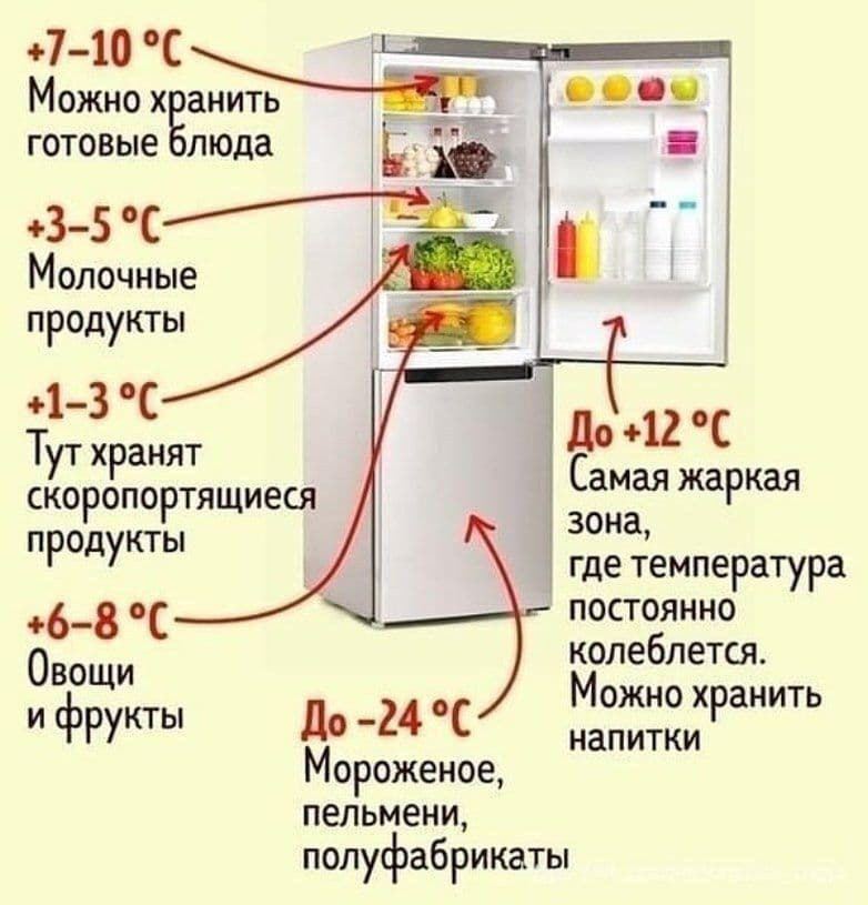 Как правильно распределять продукты в холодильнике.