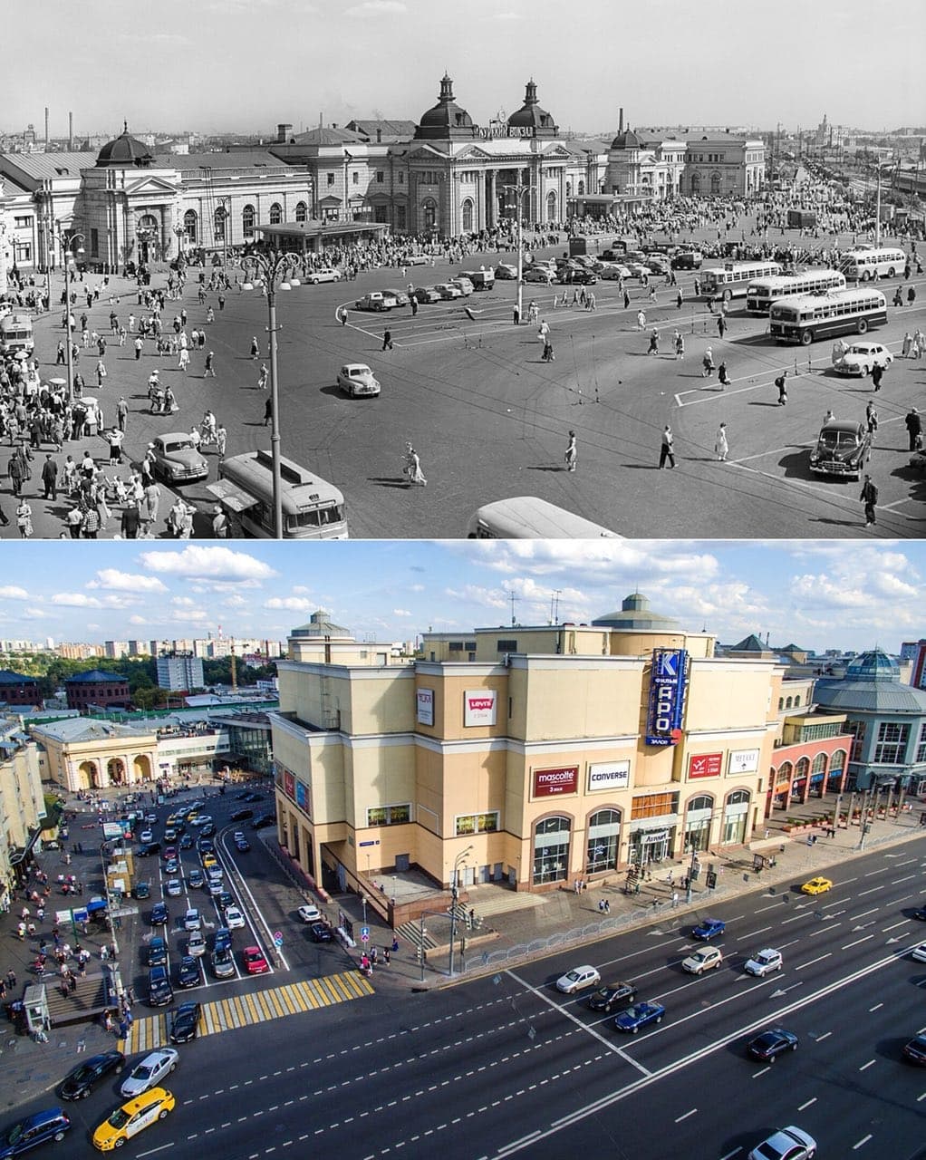 Площадь перед Курским вокзалом, 1958 и 2015
 москвабылостало